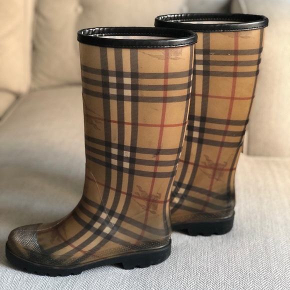 Authentic Burberry Nova Check Tall Rain Boots - Picture 2 of 6